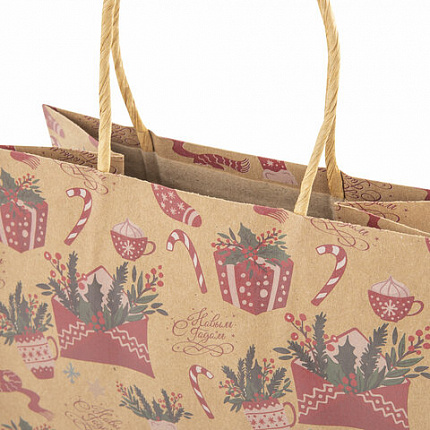 Пакет подарочный КОМПЛЕКТ 10 штук новогодний 18x10x23 см, "Письмо Деду Морозу", ЗОЛОТАЯ СКАЗКА, 592127