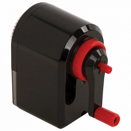 Точилка механическая BRAUBERG "ULTRA", для чернографитных и цветных карандашей, крепление к столу, корпус черный с красным, 228626