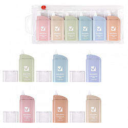Корректирующая лента BRAUBERG COMPACT PASTEL, 5 мм х 6 м, КОМПЛЕКТ 6 штук, пенал с zip-lock, 272496