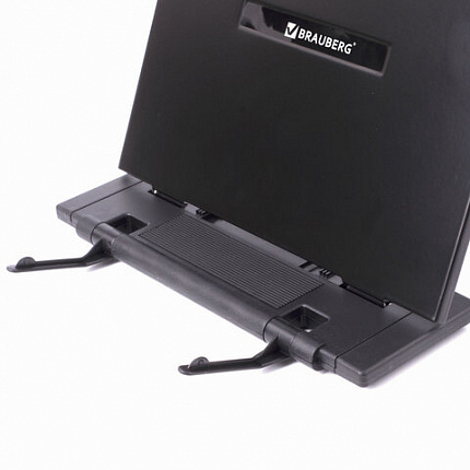 Подставка для книг, учебников BRAUBERG, большая, регулируемый наклон, металл/пластик, черная, 237447