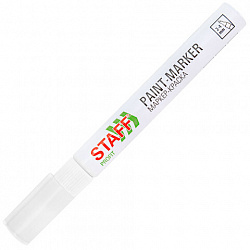 Маркер-краска лаковый (paint marker) 2-4 мм, БЕЛЫЙ, НИТРО-ОСНОВА, STAFF PROFIT, для любых поверхностей, 152577