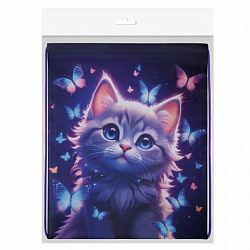 Мешок для обуви BRAUBERG KIDS, с петлей, 42х34 см, "Любознательный кот", 273434