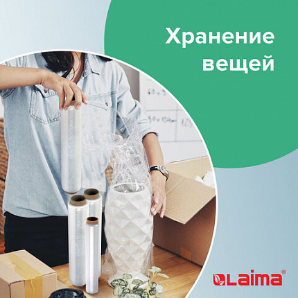 Пленка пищевая ПЭ 450 мм х 300 м, гарантированная длина, 6 мкм, вес 0,73 кг ±5%, LAIMA, 605042