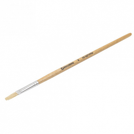 Кисть BRAUBERG, щетина, плоская, № 6, 200201