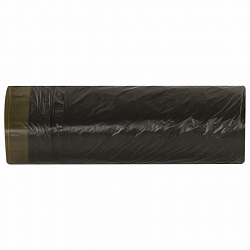 Мешки для мусора с завязками 60 л, черные, в рулоне 20 шт., прочные, ПНД 16 мкм, 60х70 см, ОФИСМАГ, 601398