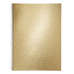 Тетрадь бумвинил А4 96 л. гребень, офсет №1, клетка, "ЗОЛОТО Metallic", HATBER, 077197, 96Т4бвВ1гр