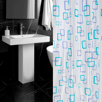 Шторка для ванной ПОЛИЭСТЕР, 180х180 см, кольца в комплекте, ФИГУРЫ, PRIMILA (ПРИМИЛА), 700081