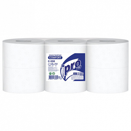 Бумага туалетная 525 метров, PROtissue (T1) COMFORT, 1-слойная, белая, КОМПЛЕКТ 6 рулонов, С350