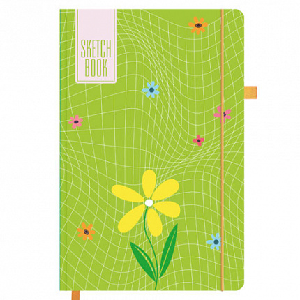 Скетчбук, белая бумага 140г/м 130х210мм, 80л, софт-тач, резинка, BRAUBERG ART CLASSIC, "Green mood", 117778