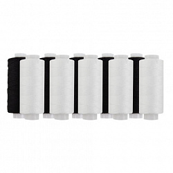 Нитки швейные 45 ЛЛ, 150 м, полиэстер, НАБОР 10 штук, 5 белых / 5 черных, DEVELIA (Девелиа), 609619