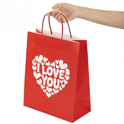 Пакет подарочный (1 штука) 26х13х32 см (L) "Love Story", ассорти, крафт, ЗОЛОТАЯ СКАЗКА, 700821