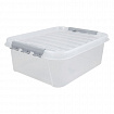 Ящик-контейнер 23 л с КРЫШКОЙ НА ЗАЩЕЛКАХ "ПРОФИ", 18х50х39 см, штабелируемый, ПРОЧНЫЙ, прозрачный, 437940000