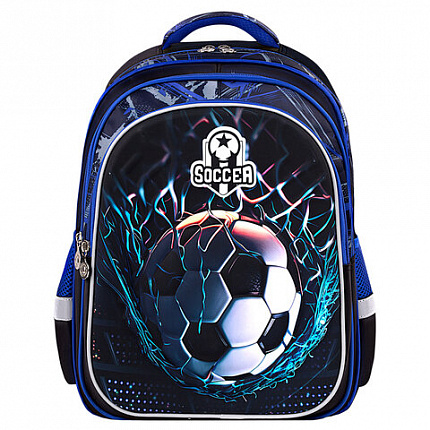 Рюкзак BRAUBERG KIDS FLOSSY, 2 отделения, 3 кармана, "Soccer Club", 3D-панель, 40х28х18 см, 273181