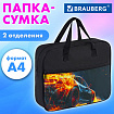 Папка на молнии с ручками BRAUBERG А4, 1 отделение, карман на молнии, 80 мм, "Ускорение", 273312