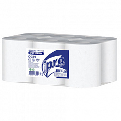 Полотенца бумажные с центральной вытяжкой 150 м, PROtissue (M1) PREMIUM, 2-слойные, белые, КОМПЛЕКТ 6 рулонов, С224