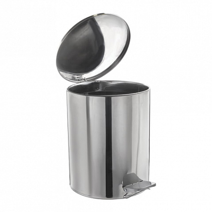 Ведро мусорное с педалью 15 литров, УСИЛЕННОЕ, хром, нержавеющая сталь, ТИТАН