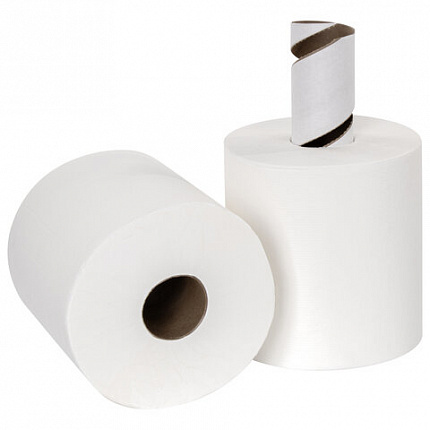 Полотенца бумажные с центральной вытяжкой 150 м, LAIMA (Система M2) PREMIUM, 2-слойные, белые, КОМПЛЕКТ 6 рулонов, 112507