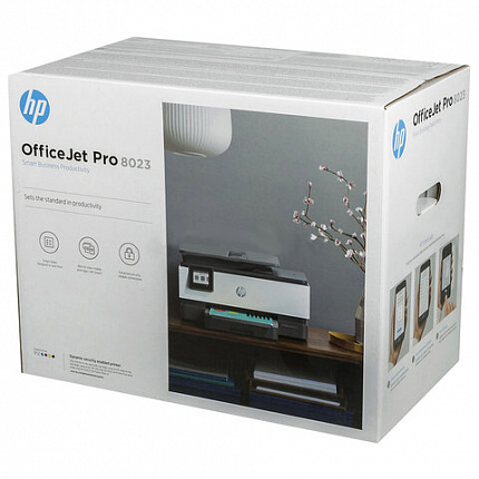 МФУ струйное HP OfficeJet Pro 8023 "3 в 1" A4, 29 стр./мин, 20000 стр./месяц, 1200х1200, ДУПЛЕКС, Wi-Fi, сетевая карта, 1KR64B