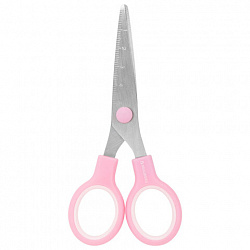 Ножницы BRAUBERG KIDS 130 мм, ручки розовые, закругленные лезвия с линейкой, 274063