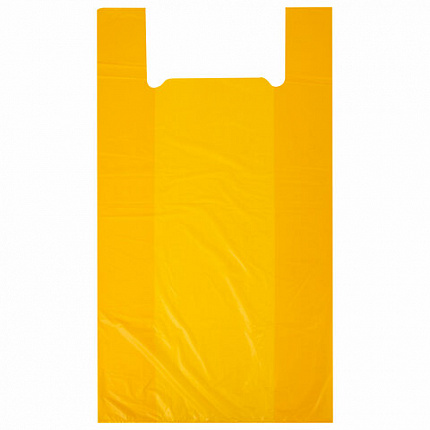 Пакет "майка" КОМПЛЕКТ 100 штук, 38+20х70, ПНД желтый, 25 мкм, LAIMA, 700791