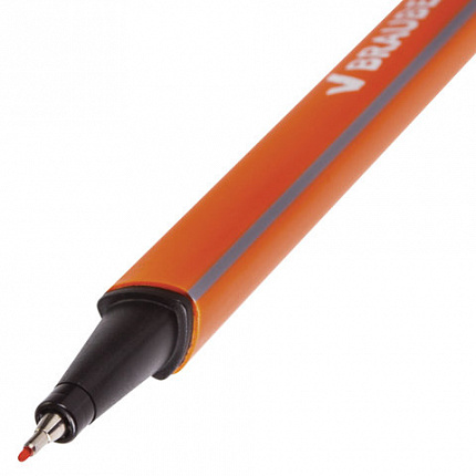 Ручка капиллярная (линер) BRAUBERG "Aero", ОРАНЖЕВАЯ, трехгранная, металлический наконечник, линия письма 0,4 мм, 142249