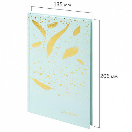 Блокнот А5 134х206 мм, 80 л., твердый, клетка, тиснение фольгой, STAFF, "Пёрышки", 111610