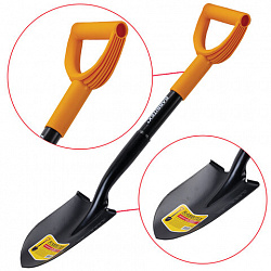 Лопата для авто и туризма, штыковая 15х20 см, ОБЩАЯ ДЛИНА 70 см, черенок сталь, V-ручка, RABBITEX (РАББИТЕКС) "STRONG METAL", 700483