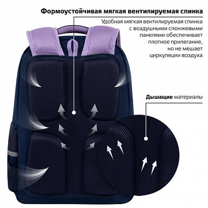 Рюкзак ЮНЛАНДИЯ COMPLETE, с пеналом в комплекте, эрго-спинка, "Bored cat", 42х29х14 см, 272055