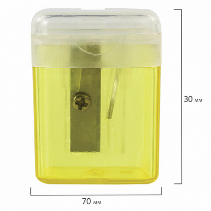 Точилка STAFF "College" PS-533, с контейнером и крышкой, прямоугольная, тонированный ассорти, 226533