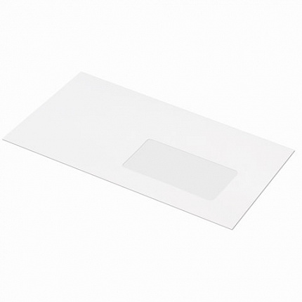 Конверты Е65 (110х220 мм) ПРАВОЕ ОКНО, отрывная лента, 80 г/м2, КОМПЛЕКТ 1000 шт.