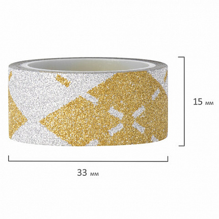 Клейкие ленты полимерные для декора с блестками "УЗОРЫ", 15 мм х 3 м, 7 цветов, ОСТРОВ СОКРОВИЩ, 661718