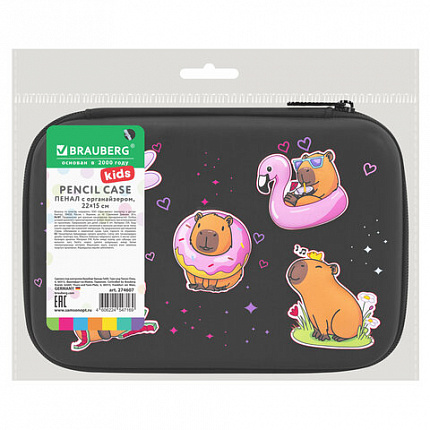 Пенал BRAUBERG KIDS большой, удобный, с откидной планкой, ЭВА, 22х15х4 см, "Лето", 274607