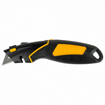 Нож универсальный мощный цинковый BRAUBERG METALLIC PRO, автофиксатор, резиновые вставки, 238738