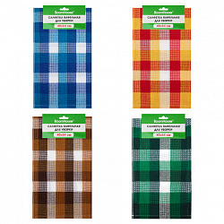 Салфетка вафельная универсальная, ХЛОПОК, 40х64 см, цветная клетка, ассорти, BOOMHOUSE (БУМХАУС), 700883