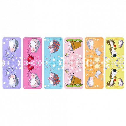 Закладки для книг МАГНИТНЫЕ, "АССОРТИ 5 ДИЗАЙНОВ ЗВЕРЯТА", набор 6 штук, 35x25 мм, FUNSTER, 116651