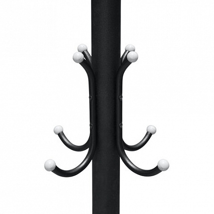 Вешалка-стойка SHT-CR450, 1,86 м, диск 37 см, 6 крючков + 4 дополнительных, металл/мрамор, черная, В1-50