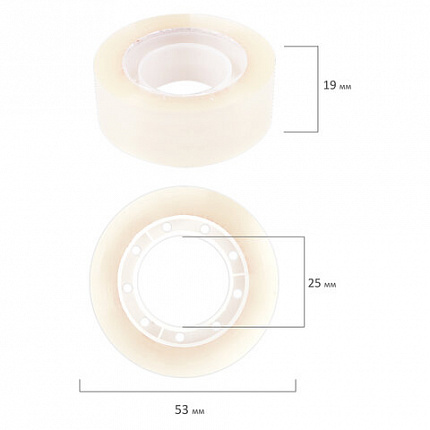 Клейкие ленты 19 мм х 33 м канцелярские BRAUBERG, комплект 12 шт., прозрачные, 223125