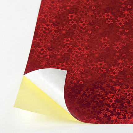 Цветная бумага, А4, ГОЛОГРАФИЧЕСКАЯ САМОКЛЕЯЩАЯСЯ, 8 листов 8 цветов, ОСТРОВ СОКРОВИЩ, "ЗВЕЗДЫ", 129286