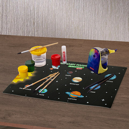 Настольное покрытие BRAUBERG KIDS, А3+, пластик, 46x33 см, "Открытый космос", 271731