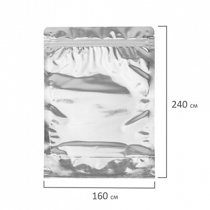 Пакеты дой-пак с замком ZIP LOCK, металлизированная + прозрачная стенка, 160х240 + 40 мм, КОМПЛЕКТ 100 штук, 70 мкм, BRAUBERG, 700685