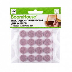 Накладки-протекторы для мебели ФЕТР самоклеящиеся, d=16 мм, бежевые, КОМПЛЕКТ 32 шт, BoomHouse, 701814