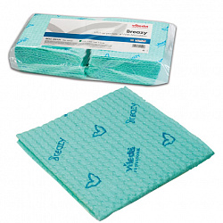 Салфетка VILEDA "Бризи", КОМПЛЕКТ 25 шт., объемное микроволокно, зеленая, 35х35 см, 161619