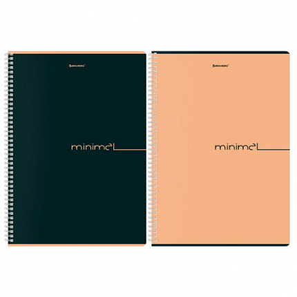 Тетрадь А4, 96 л., BRAUBERG, гребень, клетка, матовая ламинация, "Минимал_Цвет" (микс в спайке), 405319