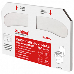 Покрытия на унитаз PREMIUM 1/2 сложения LAIMA (Система V1), 18 г/м2, КОМПЛЕКТ 250 шт., 37 х 42,5 см, 116730