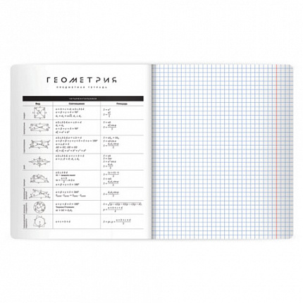 Тетрадь предметная BLACK MODE 48л, пластиковая обложка, ГЕОМЕТРИЯ, клетка, подсказ, BRAUBERG, 405519