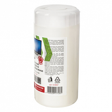 Салфетки для экранов, стекол и пластика универсальные STAFF "EVERYDAY", туба 100 шт., влажные, 512657