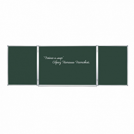 Доска для мела магнитная 3-х элементная 100х150/300 см, ДОПОЛНИТЕЛЬНАЯ ЛИНИЯ/КЛЕТКА, зеленая, STAFF, 238011