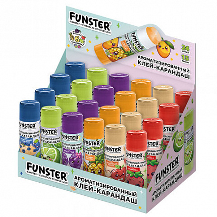 Клей-карандаш ароматизированный FUNSTER (ФАНСТЕР), ассорти 6 запахов, 15 г, 274269