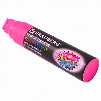 Маркер меловой "POP-ART" РОЗОВЫЙ, 15 мм, стираемый, для гладких поверхностей, BRAUBERG, 151540