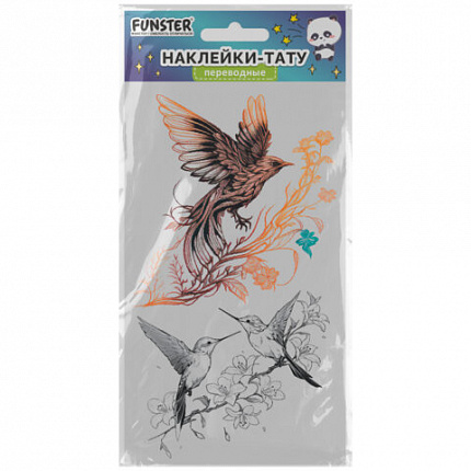 Наклейки-тату переводные "Цветные", 20,5х10 см, ассорти 12 видов, FUNSTER (ФАНСТЕР), 666105